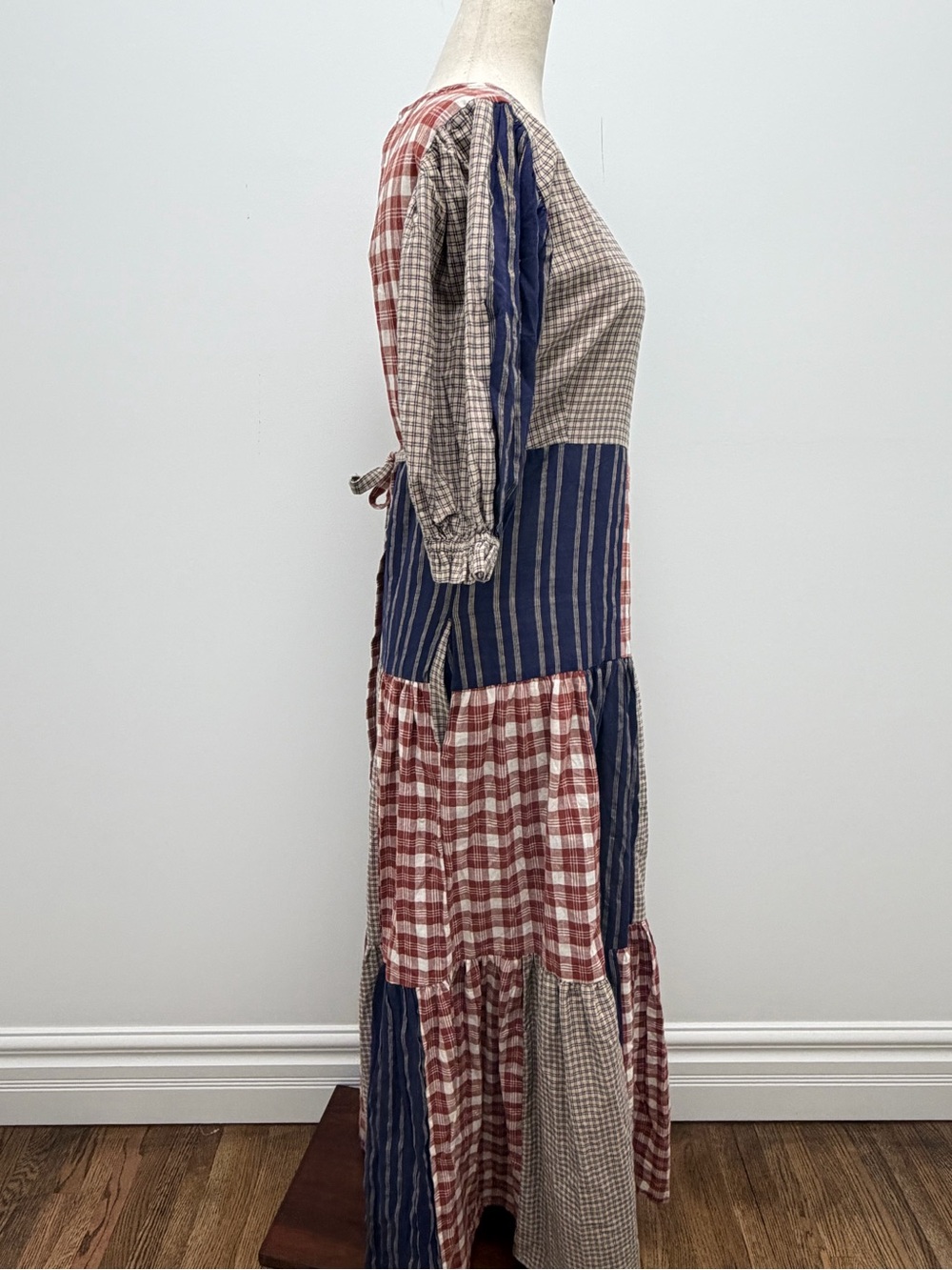 Daughters of India Poet Patchwork Wrap Blue Red Dress Size Small - Picture 8 of 14